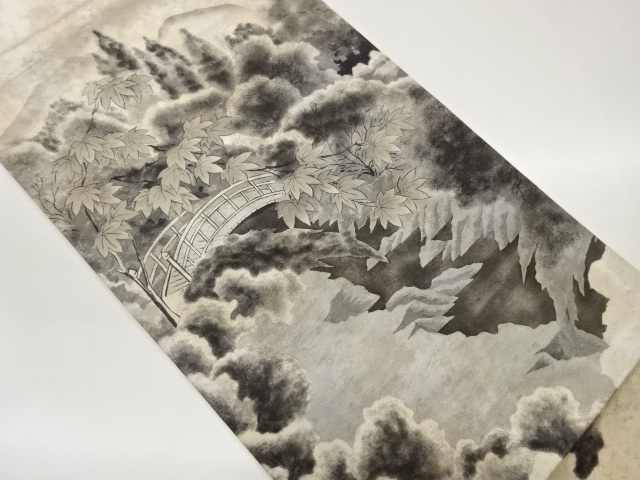 JAPANESE FUKURO OBI / KINSAI / HAND PAINTED / SCENERY